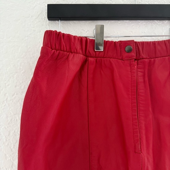 Vintage Rosalee Cherry Red Leather Midi Skirt - Picture 4 of 7